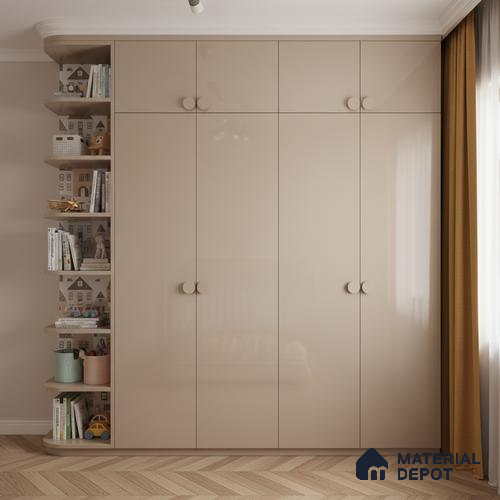 Ferrero 1B 0842 Dusty Gold 8 ft x 4 ft Solid Series High Gloss Finish Acrylic Laminate - 1.5 mm (LM 01138) | Matching Edgeband Code - 842 | Suitable for Kitchen Cabinets, Study Areas, Wardrobe