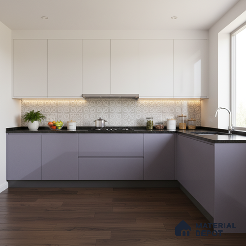 Ferrero 1B 0847 Muted Violet 8 ft x 4 ft Solid Series High Gloss Finish Acrylic Laminate - 1.5 mm (LM 01143) | Matching Edgeband Code - 847 | Suitable for Kitchen Cabinets, Study Areas, Wardrobe