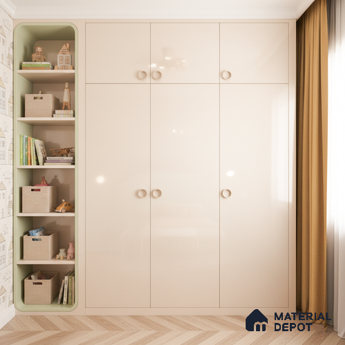 Ferrero 1B 0897 Vanilla White 8 ft x 4 ft Solid Series High Gloss Finish Acrylic Laminate - 1.5 mm (LM 01147) | Matching Edgeband Code - 897 | Suitable for Kitchen Cabinets, Study Areas, Wardrobe