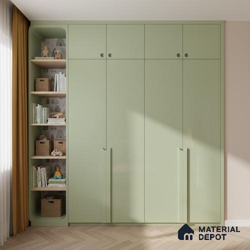 Ferrero 1B 0864 Pista Green 8 ft x 4 ft Solid Series High Gloss Finish Acrylic Laminate - 1.5 mm (LM 01156) | Matching Edgeband Code - 864 | Suitable for Kitchen Cabinets, Study Areas, Wardrobe