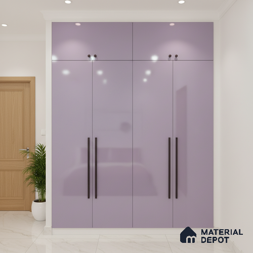 Ferrero 1B 0831 Lavender Lilac 8 ft x 4 ft Solid Series High Gloss Finish Acrylic Laminate - 1.5 mm (LM 01162) | Matching Edgeband Code - 831 | Suitable for Kitchen Cabinets, Study Areas, Wardrobe