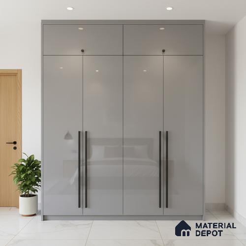 Ferrero 1C 01512 Charcoal Fog 8 ft x 4 ft High Gloss Finish 6H Anti Scratch Acrylic Laminate - 1.5 mm | Suitable for Living Room, Kitchen, Office