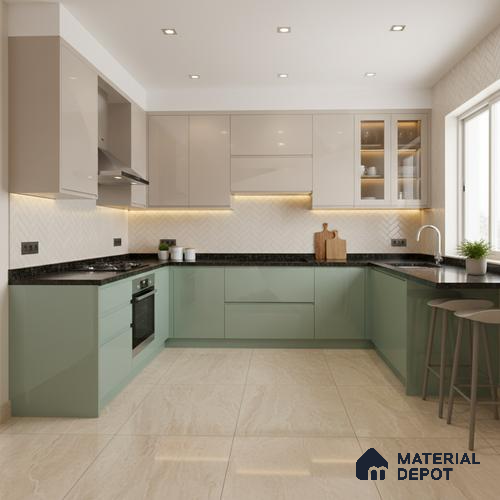 Ferrero 1C 01522 Breeze Green 8 ft x 4 ft High Gloss Finish 6H Anti Scratch Acrylic Laminate - 1.5 mm | Suitable for Living Room, Kitchen, Office