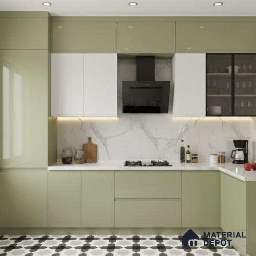 Ferrero 1C 01523 Olive Whisper 8 ft x 4 ft High Gloss Finish 6H Anti Scratch Acrylic Laminate - 1.5 mm | Suitable for Living Room, Kitchen, Office