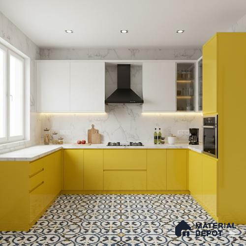 Ferrero 1C 01525 Lemon Zest 8 ft x 4 ft High Gloss Finish 6H Anti Scratch Acrylic Laminate - 1.5 mm | Suitable for Living Room, Kitchen, Office