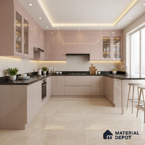 Ferrero 1C 01569 Antique Blush 8 ft x 4 ft High Gloss Finish 6H Anti Scratch Acrylic Laminate - 1.5 mm | Suitable for Living Room, Kitchen, Office