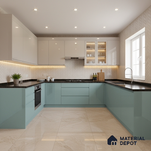 Ferrero 1C 01589 Teal Depth 8 ft x 4 ft High Gloss Finish 6H Anti Scratch Acrylic Laminate - 1.5 mm | Suitable for Living Room, Kitchen, Office