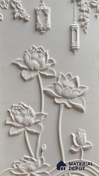 Duco Paintable Lotus Bloom 8 ft x 4 ft CNC Made HDHMR Panel - 25 mm