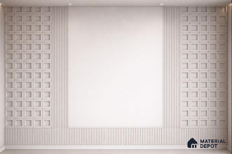 Duco Paintable Minimal Grid & Flute Panel Wall 8 ft x 4 ft CNC Made HDHMR Panel - 25 mm