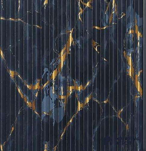 Blue Marble Look Charcoal Louver/Panel 8 ft x 6.1 inch - 7 mm | Ideal for Feature Wall, Living Room, Bedroom, Home, TV Unit | PN 07010