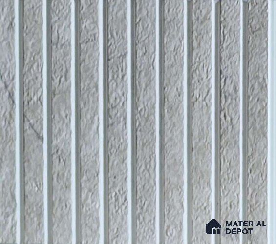 White Stone Look Charcoal Louver/Panel 9.5 ft x 6 inch - 6 mm | Ideal for Feature Wall, Living Room, Bedroom, Home, TV Unit | PN 07113