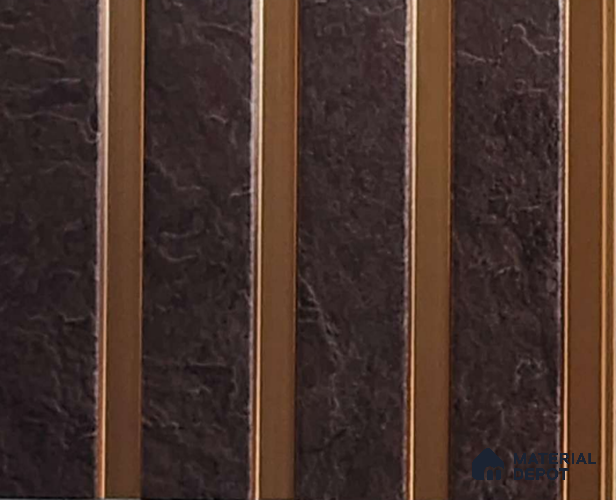 Brown Stone Look Charcoal Louver/Panel 9.5 ft x 6 inch - 6 mm | Ideal for Feature Wall, Living Room, Bedroom, Home, TV Unit | PN 07125