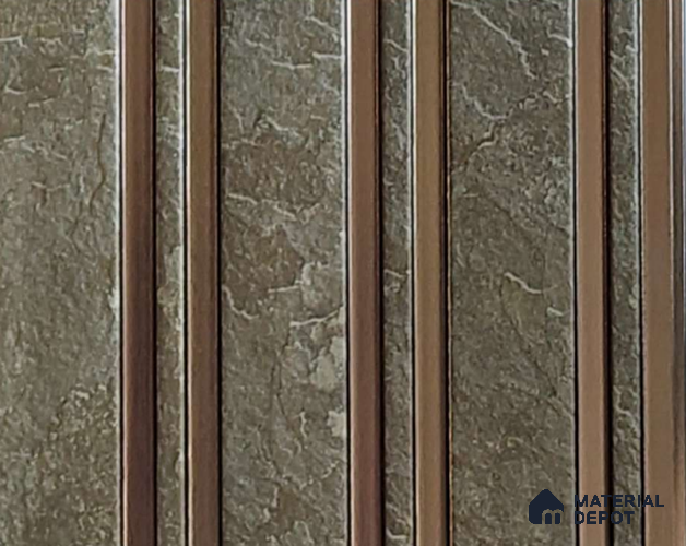 Beige Stone Look Charcoal Louver/Panel 9.5 ft x 6 inch - 6 mm | Ideal for Feature Wall, Living Room, Bedroom, Home, TV Unit | PN 07126