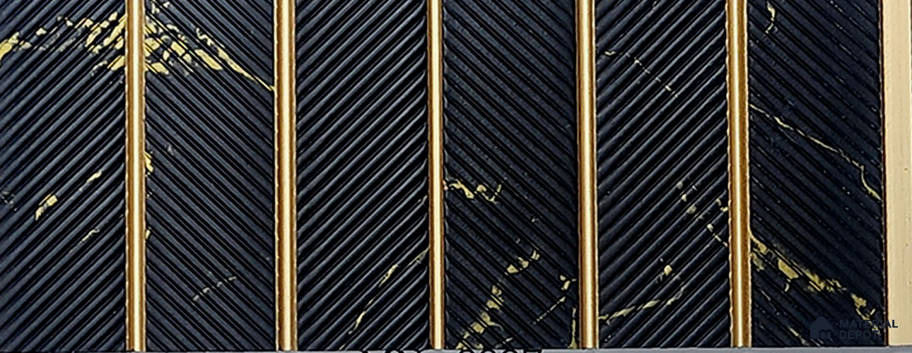 Black Patterned Look Charcoal Louver/Panel 9.5 ft x 7.8 inch - 6 mm | Ideal for Feature Wall, Living Room, Bedroom, Home, TV Unit | PN 07046