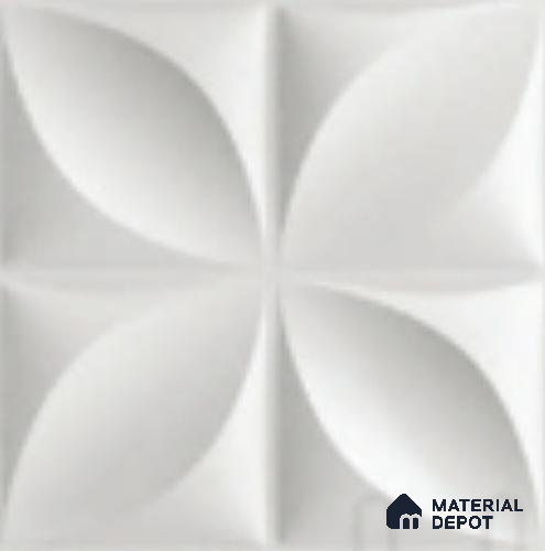 Plain Butterfly PVC Matte Finish 3D Wall Panel | 20 in x 20 in | White Marble - 15 mm | Suitable for Dining, Feature Wall & TV Unit | Width is Subjected to 5% Variation