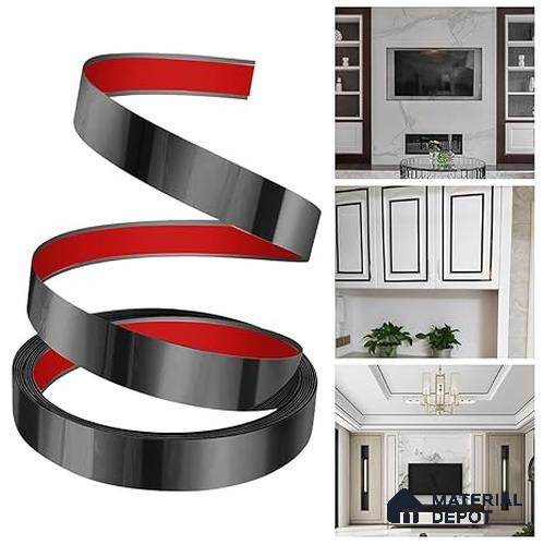 Self Adhesive Peel & Stick Strip Polish Black Glossy Finish Edgeline PM 00291 D | 5 mtr x 40 x 0.3 mm | Adhesive Type Installation | Suitable for Floor & Walls