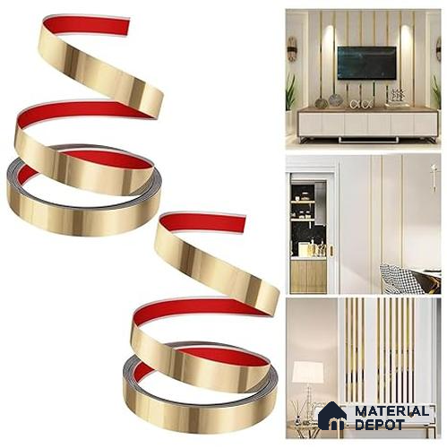 Self Adhesive Peel & Stick Strip Rose Gold Glossy Finish Edgeline PM 00291 L | 5 mtr x 20 x 0.3 mm | Adhesive Type Installation | Suitable for Floor & Walls