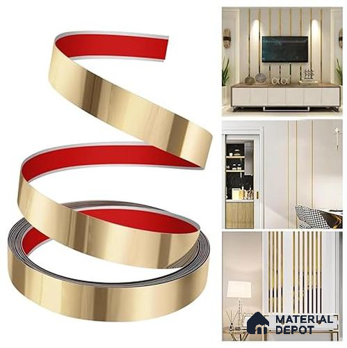 Self Adhesive Peel & Stick Strip Brush Gold Matte Finish Edgeline PM 00291 S | 5 mtr x 40 x 0.3 mm | Adhesive Type Installation | Suitable for Floor & Walls