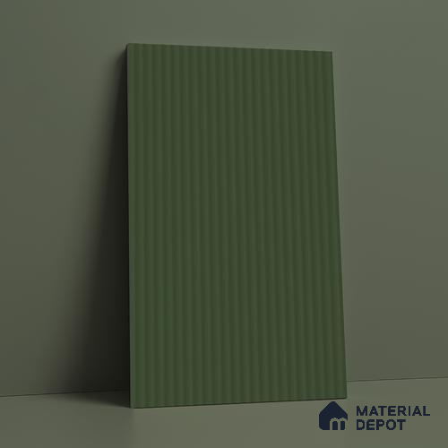 Fluted Solid Color Look LM 21627 Uniform Green 8ft x 4ft Texture Finish Decorative Laminate - 1 mm | Suitable for TV Unit, Wardrobe, Kitchen Cabinets