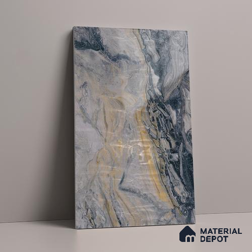 Grey Marble Look LM 23341 Dustfire Marble 8 ft x 4 ft High Gloss Finish 6H Anti Scratch Acrylic Laminate - 1.5 mm | Suitable for Kitchen Cabinet, TV Unit, Wardrobe