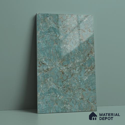Green Marble Look LM 23343 Teal Granite 8 ft x 4 ft High Gloss Finish 6H Anti Scratch Acrylic Laminate - 1.5 mm | Suitable for Kitchen Cabinet, TV Unit, Wardrobe
