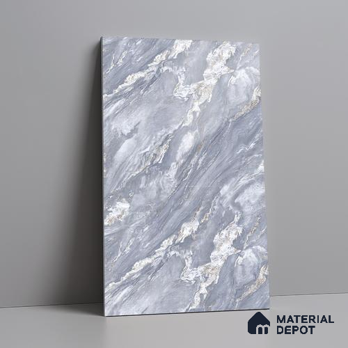 Grey Marble Look LM 23346 Blue Dusk Marble 8 ft x 4 ft High Gloss Finish 6H Anti Scratch Acrylic Laminate - 1.5 mm | Suitable for Kitchen Cabinet, TV Unit, Wardrobe