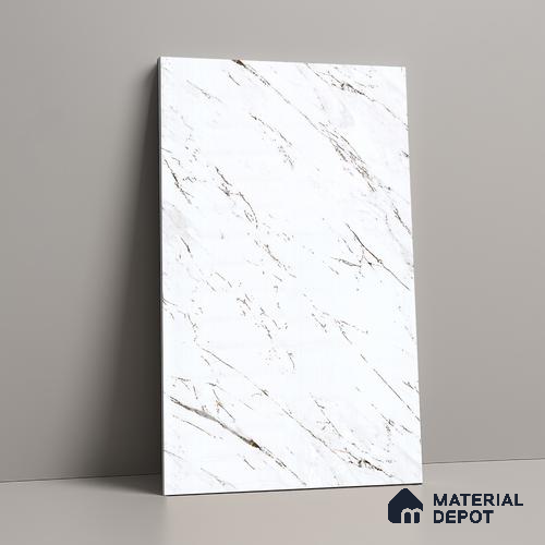 White Marble Look LM 23356 Venato Luxe 8 ft x 4 ft High Gloss Finish 6H Anti Scratch Acrylic Laminate - 1.5 mm | Suitable for Kitchen Cabinet, TV Unit, Wardrobe