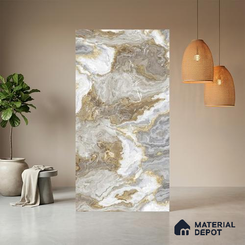 Brown Marble Look LM 06200 8 ft x 4 ft Texture Finish Decorative Laminate - 1 mm | Suitable for TV Unit, Wardrobe, Kitchen Cabinets