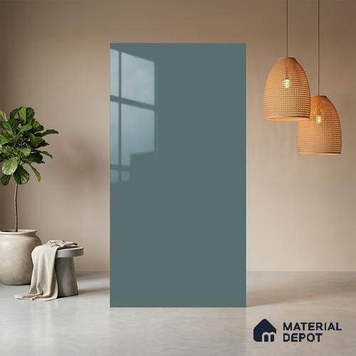 Sky Blue Solid Colors Look LM 23731 8 ft x 4 ft High Gloss Finish Decorative Laminate - 1 mm | Suitable for Living Room, Kitchen, Office