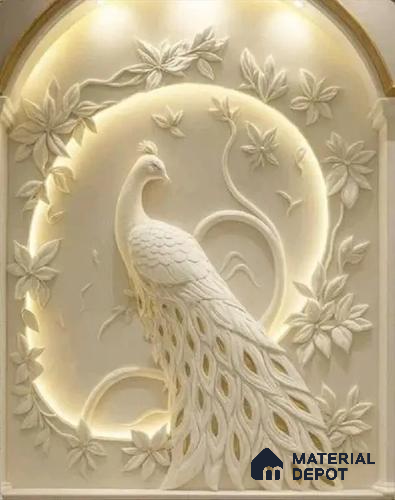 Duco Paintable Peacock 3.75 ft x 1.6 ft CNC Made Exterior Grade HDHMR Panel - 30 mm