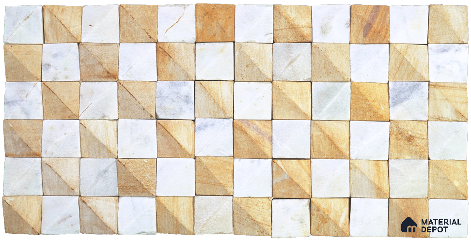 WL 00111 3D Oak 300 x 300 mm Natural Stone Wall Cladding | Stone is a Natural Product, Please Expect Variation in Shades