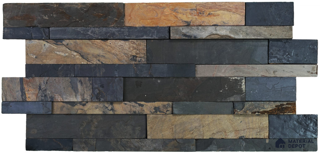 WL 00076 Antique Black 600 x 150 mm Natural Stone Wall Cladding |  Stone is a Natural Product, Please Expect Variation in Shades