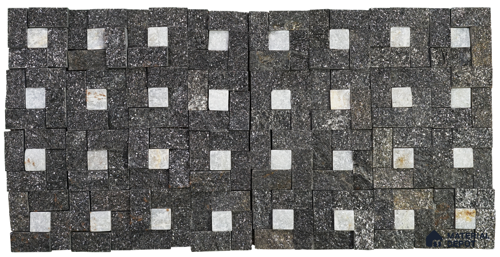 WL 00084 Black & White 300 x 300 mm Natural Stone Wall Cladding |  Stone is a Natural Product, Please Expect Variation in Shades