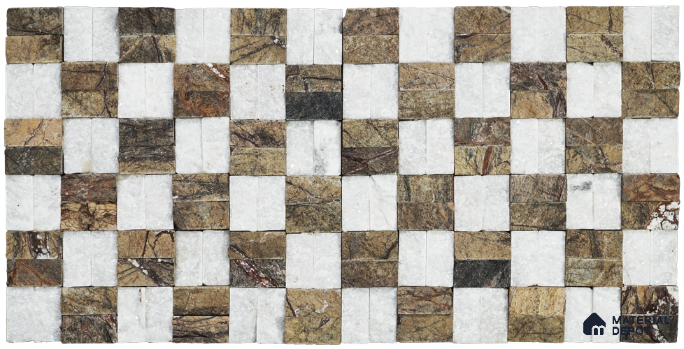 WL 00083 Brown & White 300 x 300 mm Natural Stone Wall Cladding |  Stone is a Natural Product, Please Expect Variation in Shades