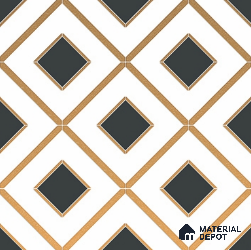 3rd Fired Moroccan Wall Tile TL 11773 | 1 ft x 1 ft Ceramic Metallic Glue Matte Tile - 9 mm