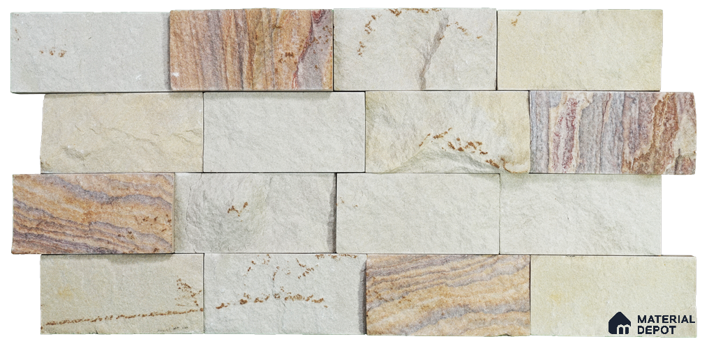 WL 00089 Creama Giallo 150 x 75 mm Natural Stone Wall Cladding | I Sq. Ft. = 8 Pieces |  Stone is a Natural Product, Please Expect Variation in Shades
