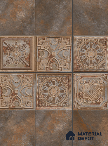 Punch Stone Wall Tile TL 04930 B Imperial Grace Base Amber Dunes 1 ft x 1 ft Ceramic Matte Finish - 9 mm | Suitable for Living Room, Bedroom, Bathroom, Courtyard, Balcony