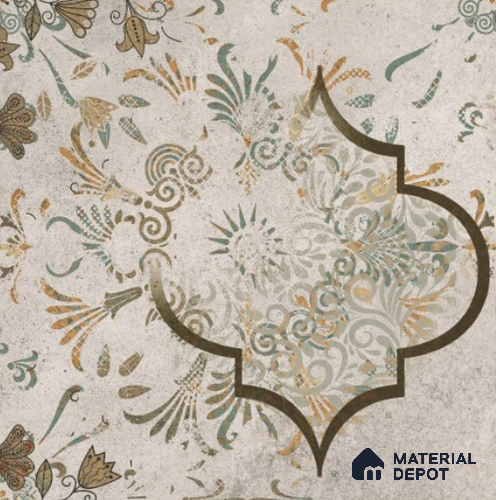 Moroccan Floor & Wall Tile TL 11722 | 8 in x 8 in Vitrified Metallic Glue Matte Tile - 9 mm