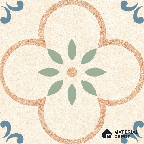 Moroccan Floor & Wall Tile TL 11729 | 8 in x 8 in Vitrified Glue Matte Tile - 9 mm