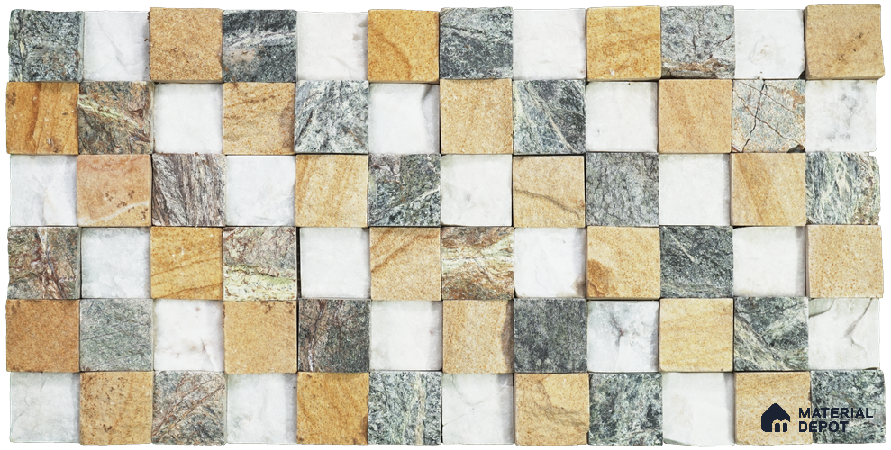 WL 00125 Retro 300 x 300 mm Natural Stone Wall Cladding | Stone is a Natural Product, Please Expect Variation in Shades