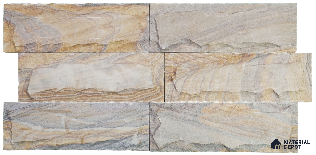 WL 00150 Ruby Chizel 100 x 300 mm Natural Stone Wall Cladding | 1 Sq. Ft. = 3 Pieces |  Stone is a Natural Product, Please Expect Variation in Shades