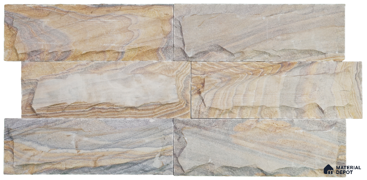 WL 00150 Ruby Chizel 100 x 300 mm Natural Stone Wall Cladding | 1 Sq. Ft. = 3 Pieces | Stone is a Natural Product, Please Expect Variation in Shades