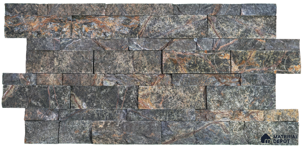 WL 00128 Safari Green 600 x 150 mm Natural Stone Wall Cladding | Stone is a Natural Product, Please Expect Variation in Shades