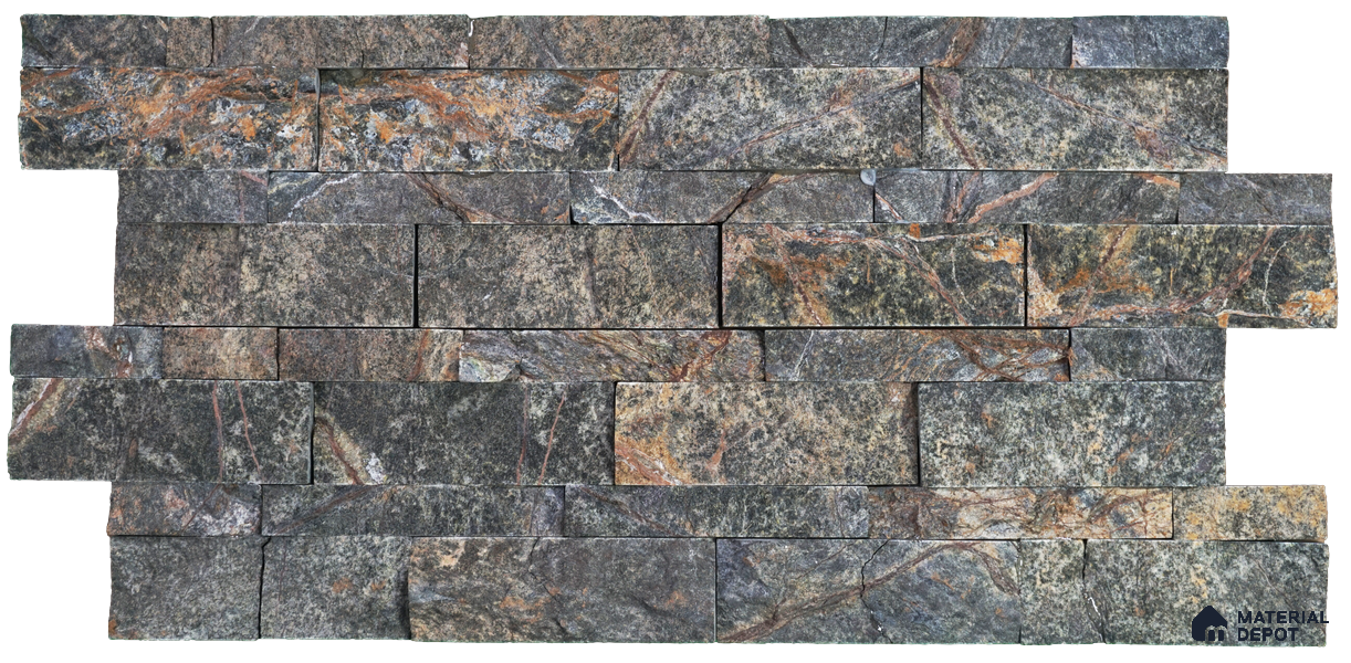 WL 00128 Safari Green 600 x 150 mm Natural Stone Wall Cladding | Stone is a Natural Product, Please Expect Variation in Shades