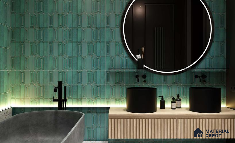 Faux Subway Wall Tile TL 05005 C Calypso Teal 1 ft x 1 ft Ceramic Matte Finish - 9.5 mm | Suitable for Highlighter Walls, Foyer, Bathroom, Kitchen Wall & Backsplashes | Please Expect a Slight Variation of Pattern