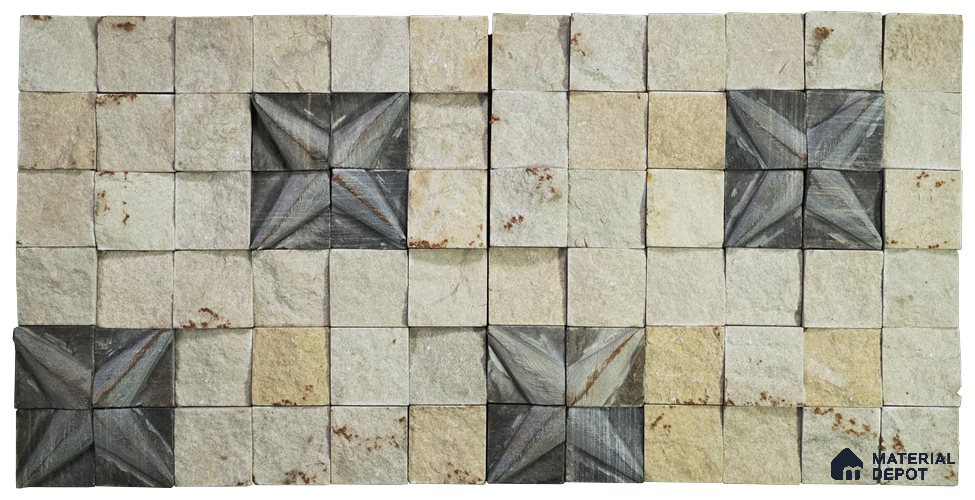 WL 00127 Sparkel Star 300 x 300 mm Natural Stone Wall Cladding |  Stone is a Natural Product, Please Expect Variation in Shades