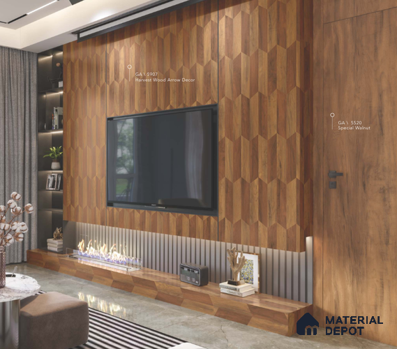 Patterned Look LM 02456 Harvest Wood Arrow Decor 8 ft x 4 ft Handcrafted Veneer Finish Decorative Laminate - 1 mm | Suitable for Bedroom, TV Unit, Wardrobe