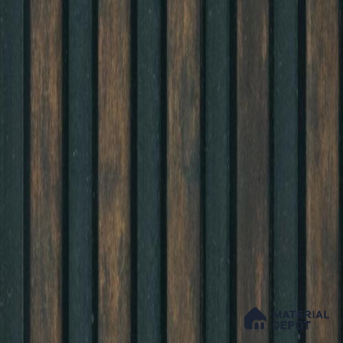 Brown Wooden Louver PN 00649 8 ft x 4.8 inch Charcoal Panel - 11 mm | Suitable for Feature Wall, TV Unit & Living Room | Width is Subjected to 5% Variation