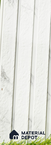 White Marble Louver PN 03488 8 ft x 1.2 inch Charcoal Panel - 18 mm | Suitable for Feature Wall, TV Unit & Living Room | Width is Subjected to 5% Variation