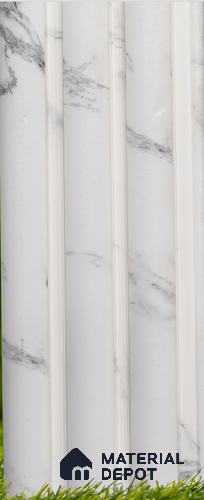 White Marble Louver PN 03514 8 ft x 1.2 inch Charcoal Panel - 20 mm | Suitable for Feature Wall, TV Unit & Living Room | Width is Subjected to 5% Variation